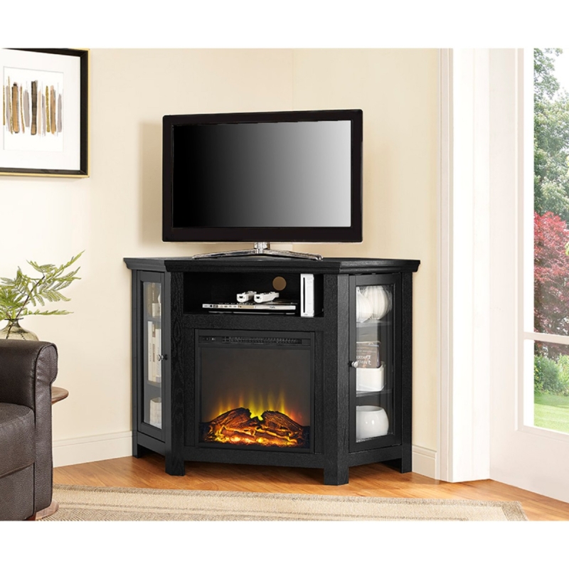 2025 Corner TV Stand with Built-in Electric Fireplace