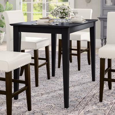 36-Inch Wide Black Dining Table with White Chairs