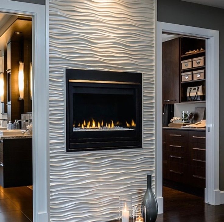 3D Wall Panel | Fireplace design, Tiled fireplace wall, Home fireplace