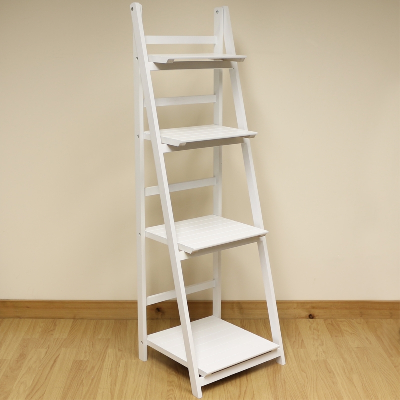 4-Tier White Ladder Shelf Display Unit for Home