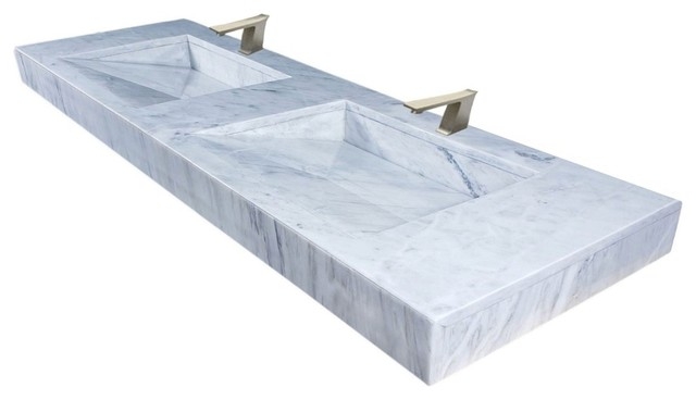63-Inch Floating Marble Double Sink Vanity