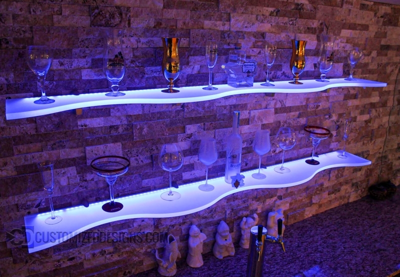 72" Curved LED Lighted Floating Shelves by Customized Designs