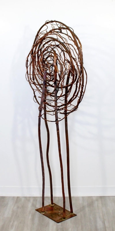 Abstract Forged Copper Tall Floor Sculpture by Robert