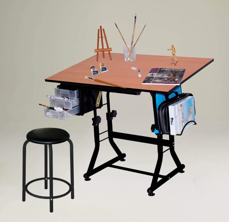 Adjustable Art Drafting Table with Storage Drawers