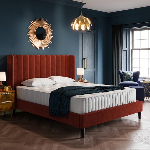 Alara Pleated Velvet Bed in Elegant Bedroom