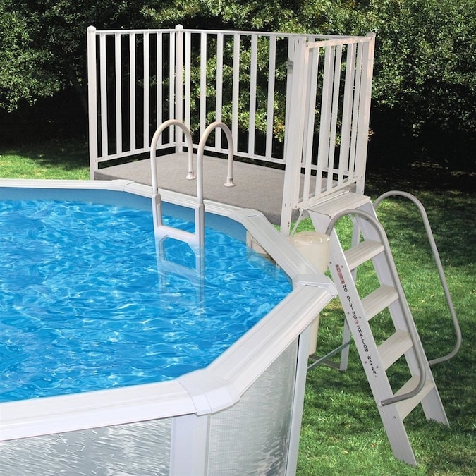Aluminum Pool Deck Ladder with Safety Hand Rail