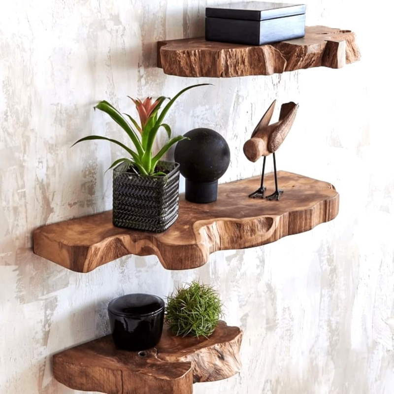Amazon.com: Handmade Live Edge Teak Shelf Natural Curve Artwork Home ...