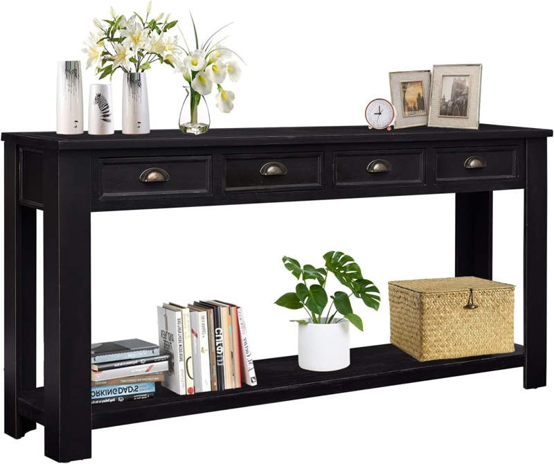 Amazon.com: Kinbor 60 Long Console Table Rustic Entryway Table with 4 ...