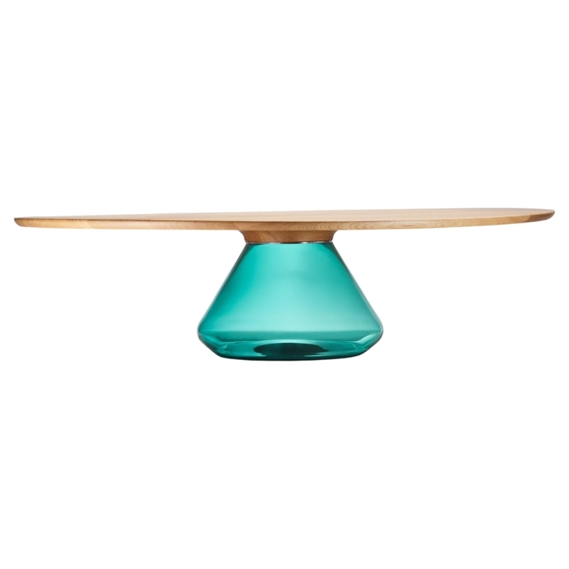 Amber Eclipse Coffee Table with Blue Glass Base