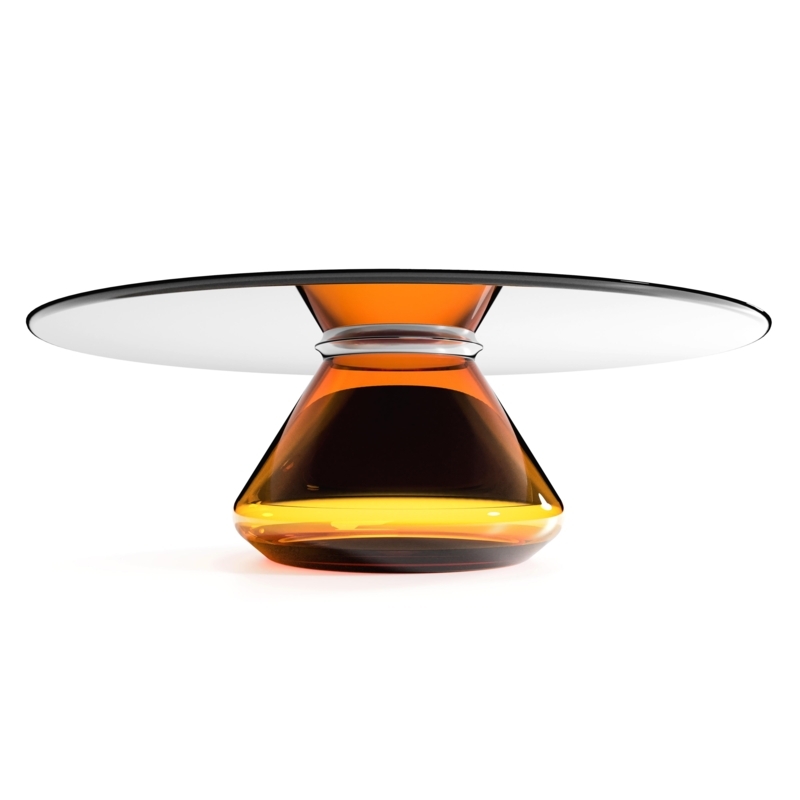 Amber Eclipse II Glass and Resin Coffee Table