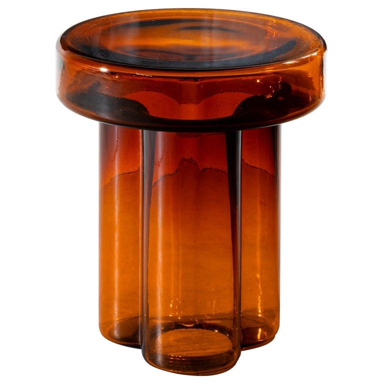 Amber Soda Blown Murano Glass Coffee Table