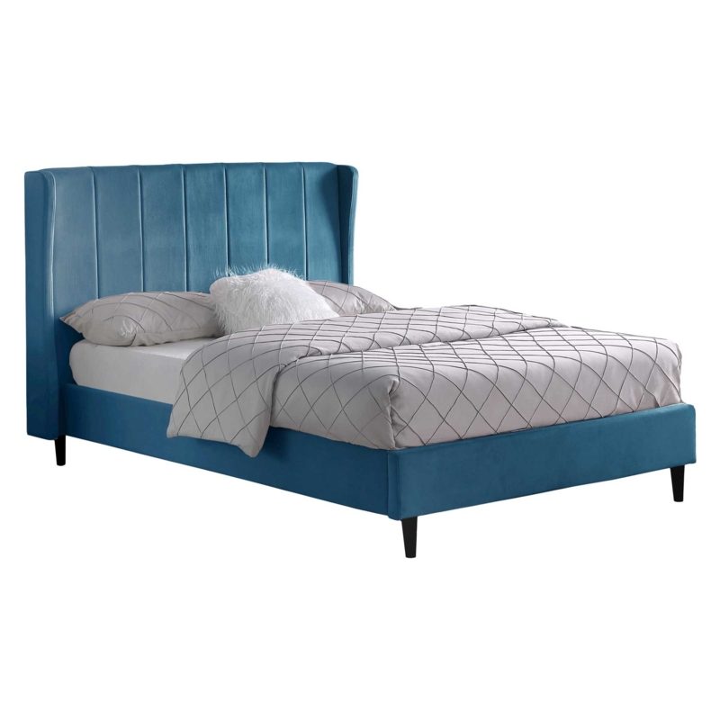 Amelia Blue Velvet Upholstered Bed Frame