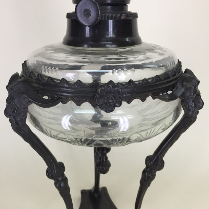 Antique Bombay Kerosene Lamp with Ornate Metalwork