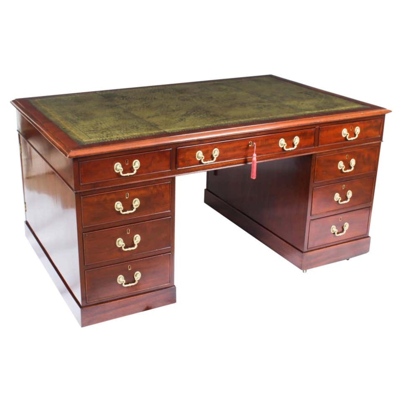 Antique Double-Sided Mahogany Partners Desk