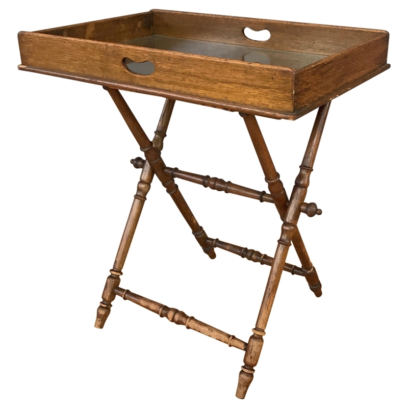 Antique English Oak Folding Butler's Tray Table