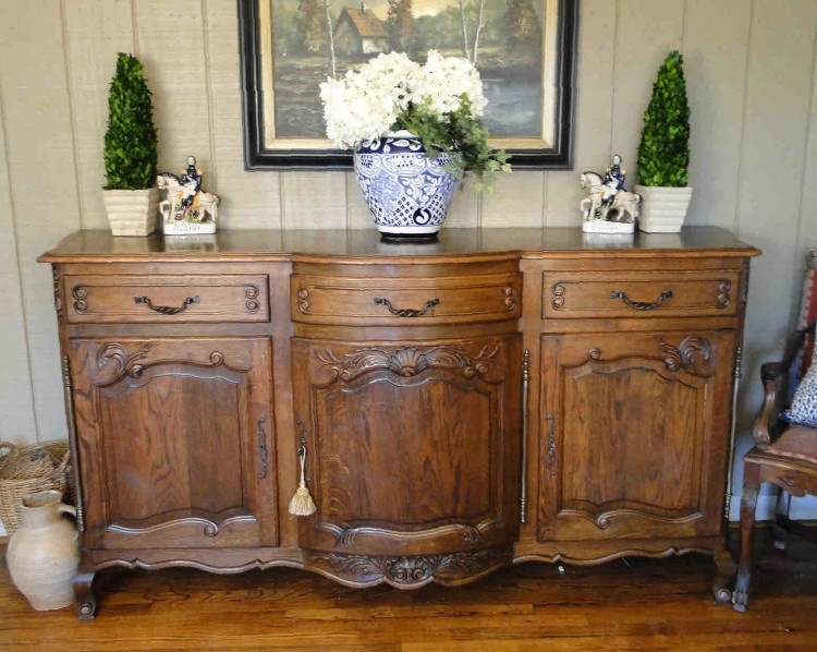 Antique French Country Louis XV Dark Oak Sideboard