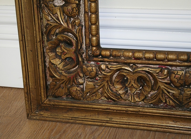 Antique Ornate Carved Gilt Wood Mirror Frame