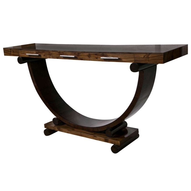 Art Deco Rosewood Console Table with Curved Base