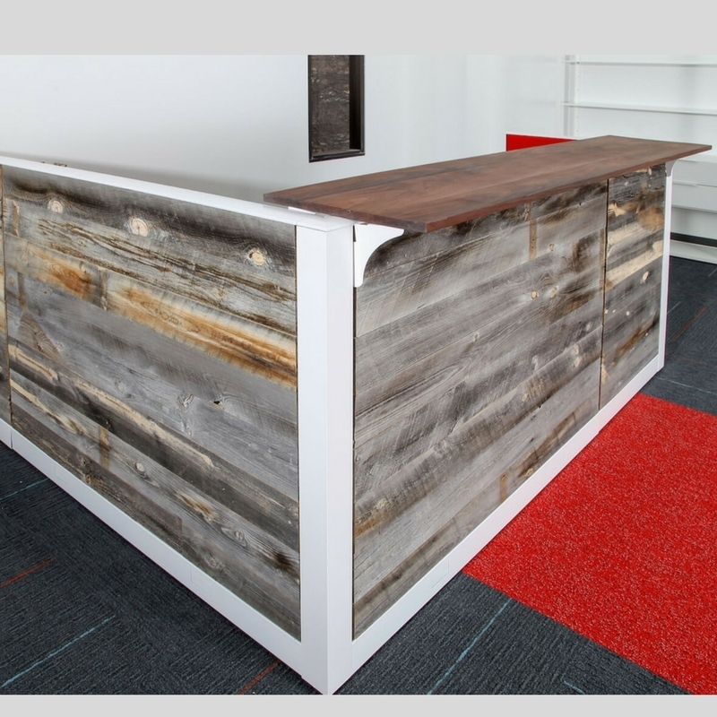 Barn Wood Reception Desk with Modern Clean Lines