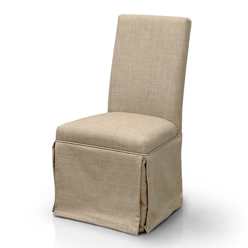 Beige Skirted Upholstered Dining Chair Set
