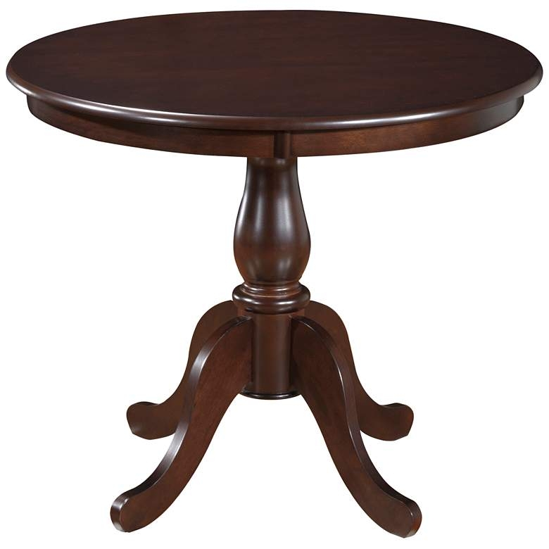 Bella 36" Wide Espresso Round Wood Pedestal Dining Table