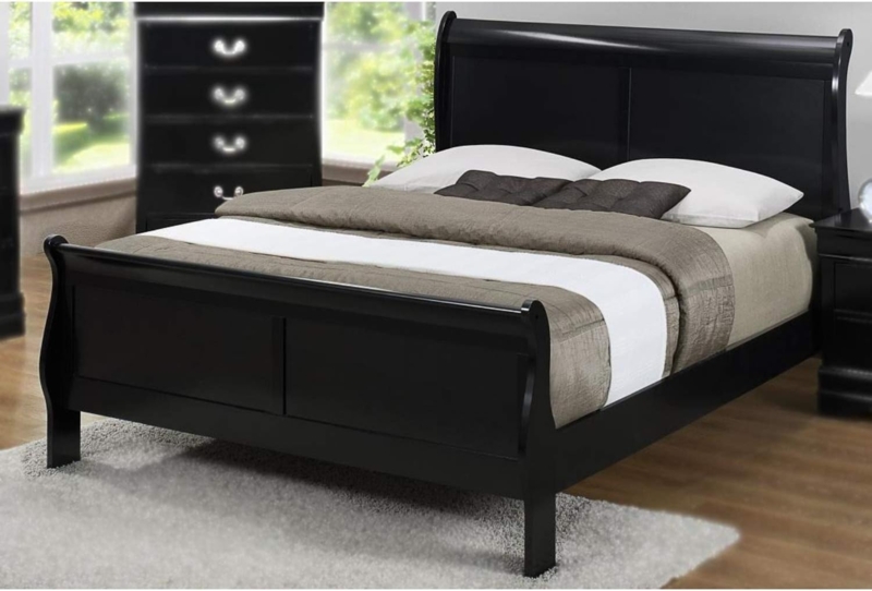 Bernards Jet Black Sleigh Bed Twin Size Bedroom
