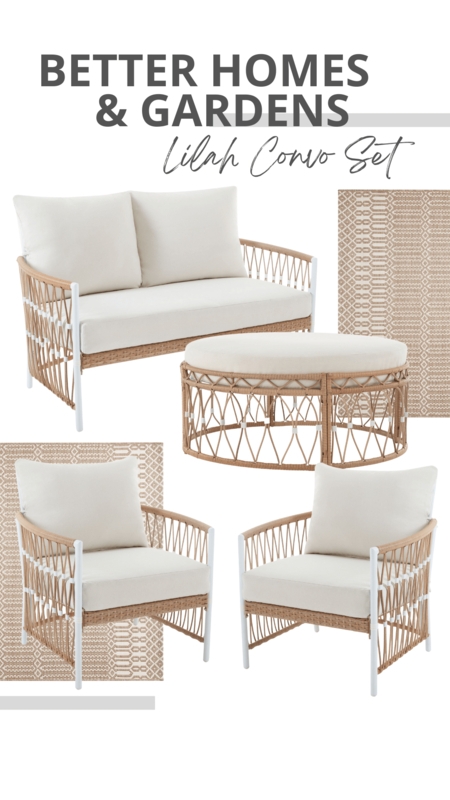 Better Homes & Gardens Lilah 4-Piece Outdoor Wicker Stationary ...