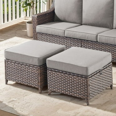 Better Homes & Gardens River Oaks All-Weather Wicker Outdoor Ottomans ...