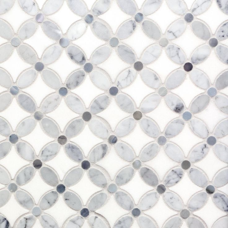 Bianco Carrara Thassos Moonstone Flower Marble Tile Design
