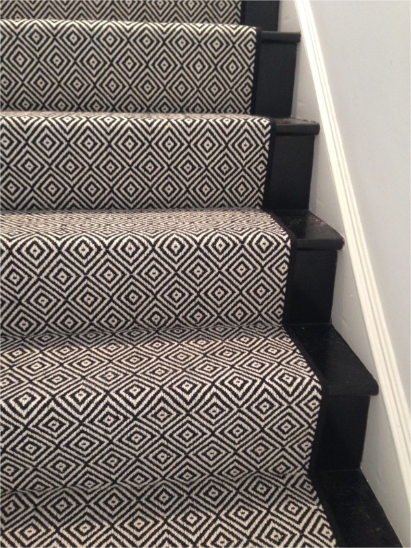 Black and Beige Geometric Stair Runner Rug