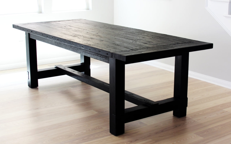Black Farmhouse Dining Table in Minimalist Kitchen