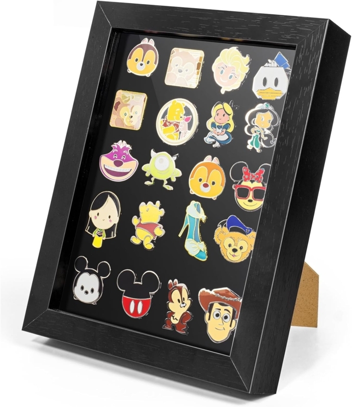 Black Shadow Box Frame for Enamel Pin Display