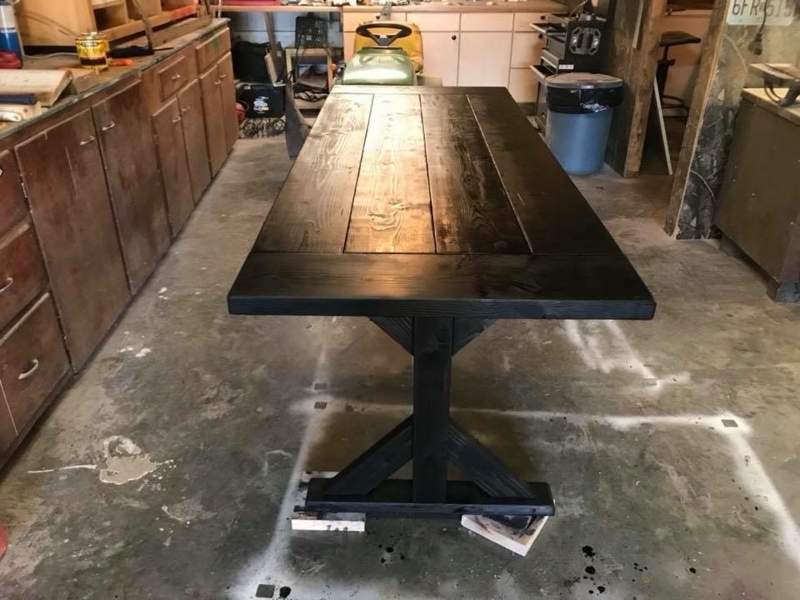 Black Solid Wood Farmhouse Dining Table