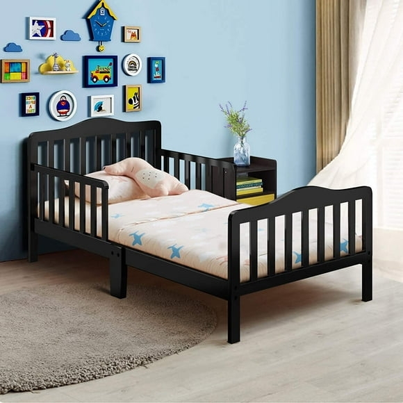 Black Toddler Bed Frame with Safety Rails