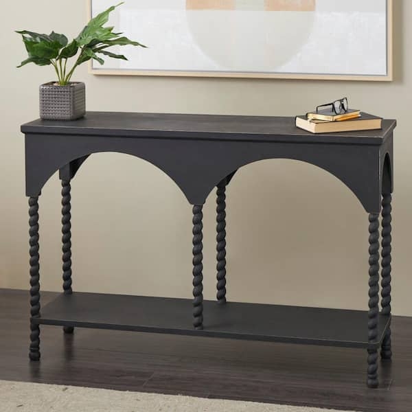 Black Wooden Arched Console Table with Twisted Legs