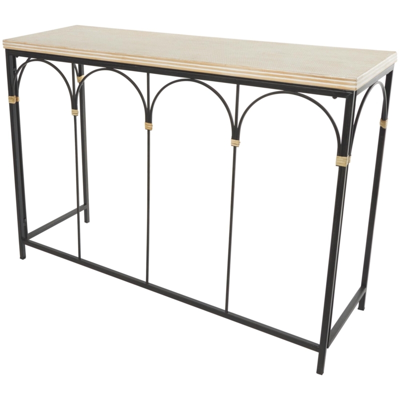 Black Wooden Arched Console Table with Zig Zag Design