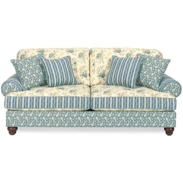 Blue Floral and Stripe Country Cottage Sofa