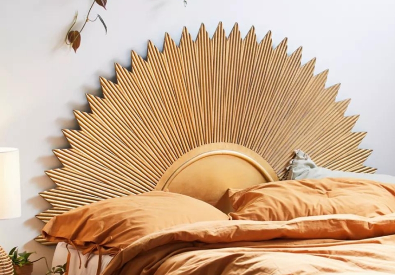 Boho Sunburst Wood Headboard for Cozy Bedrooms