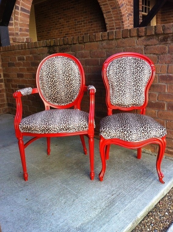 Bold Red Animal Print Dining Chairs