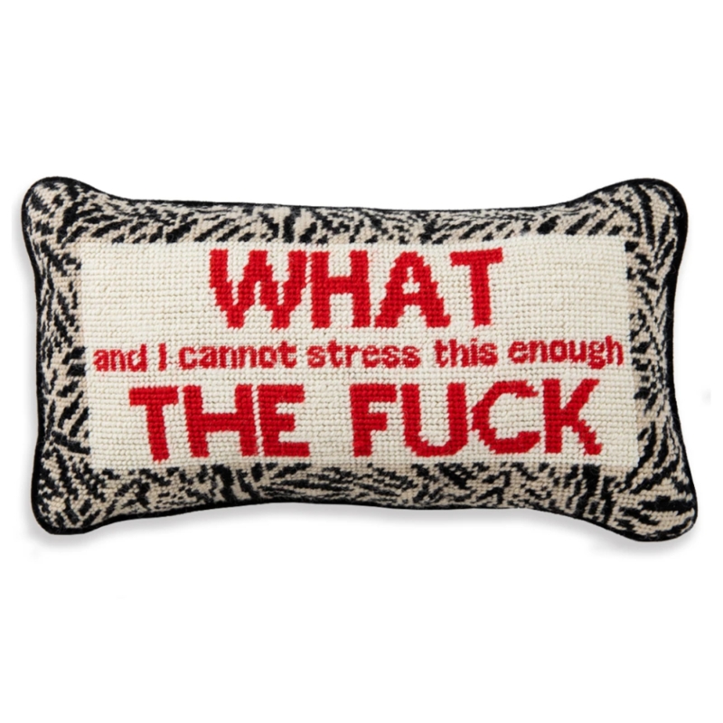 Bold Statement WTF Needlepoint Throw Pillow