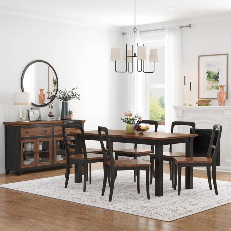 Bolsover Two-Tone Solid Wood Farmhouse Dining Set
