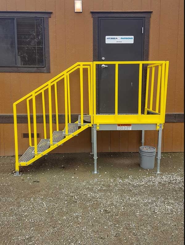 Bright Yellow Portable Steel Stairs with Handrails