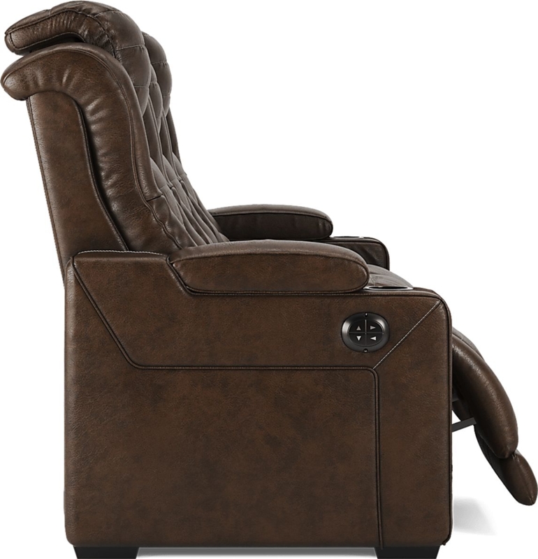 Brown Leather Recliner Chair with Power Controls