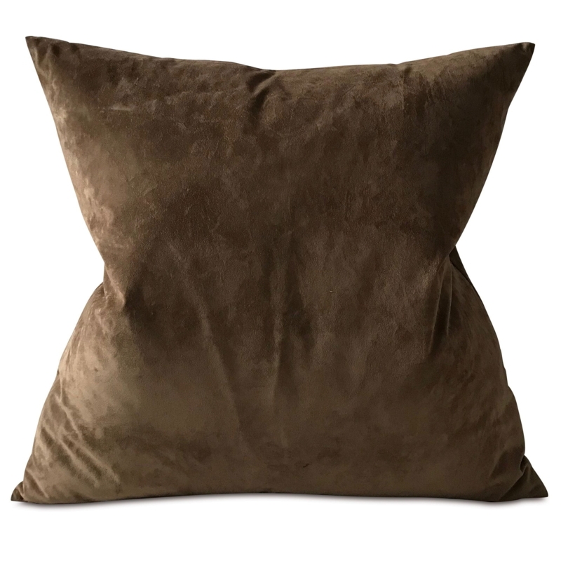 Brown Velvet Throw Pillow Cover 22x22 Inches