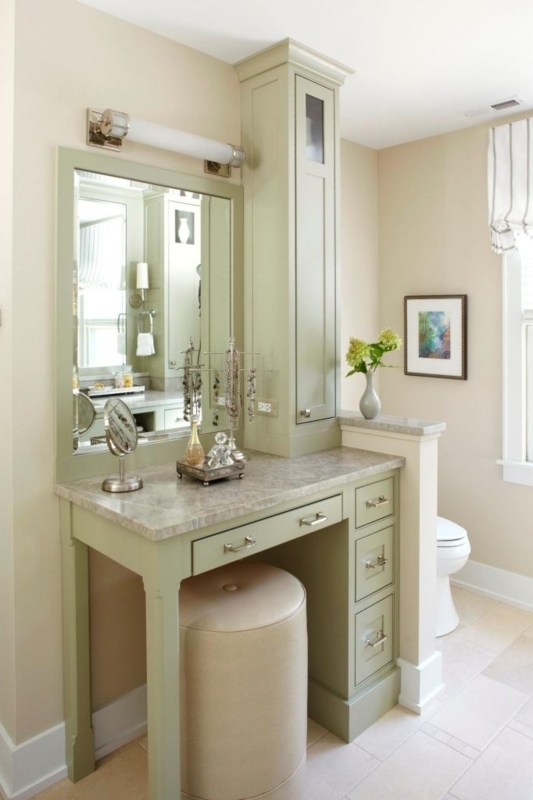 Built-In Makeup Vanity Table in Bathroom