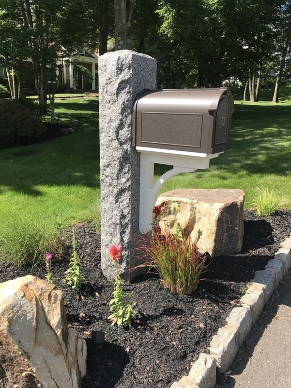 Caledonia Granite Stone Mailbox Post Design