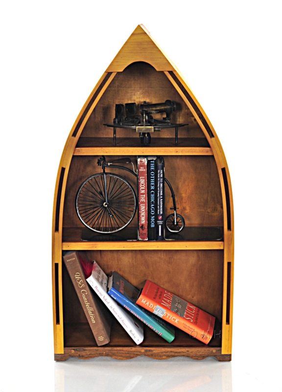 Canoe-Shaped Cedar Wood Row Boat Bookshelf