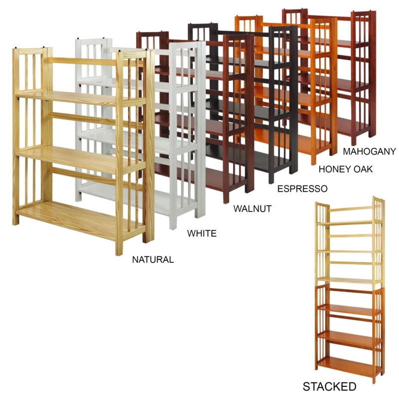Casual Home 3-Shelf Stackable Folding Bookcases