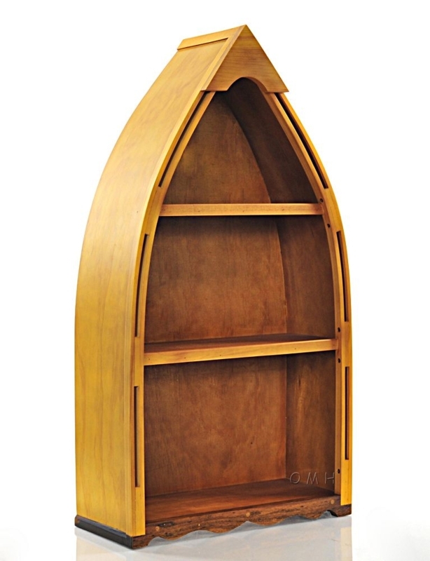 Cedar Wood Row Boat Canoe Bookcase Bookshelf