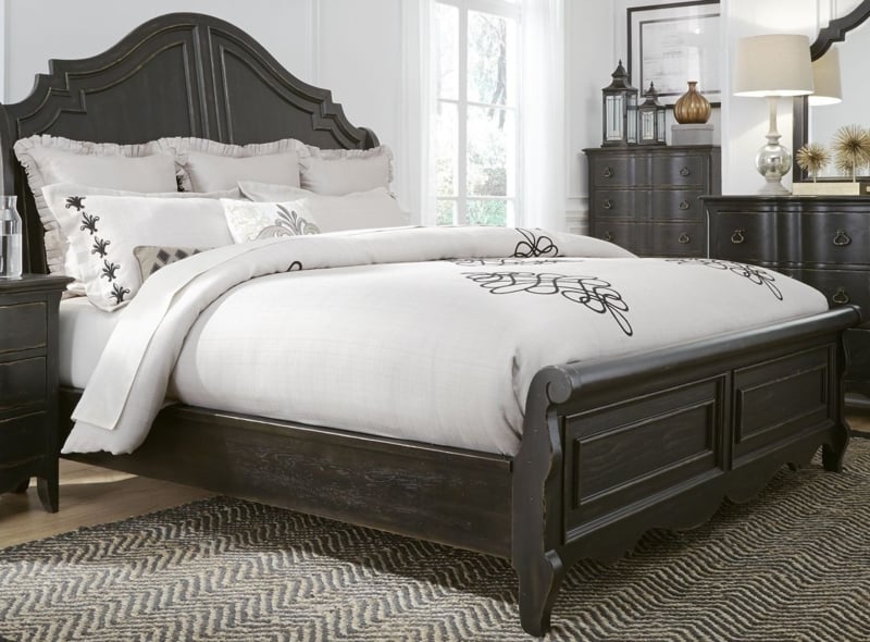 Chesapeake Antique Black Queen Sleigh Bed Design